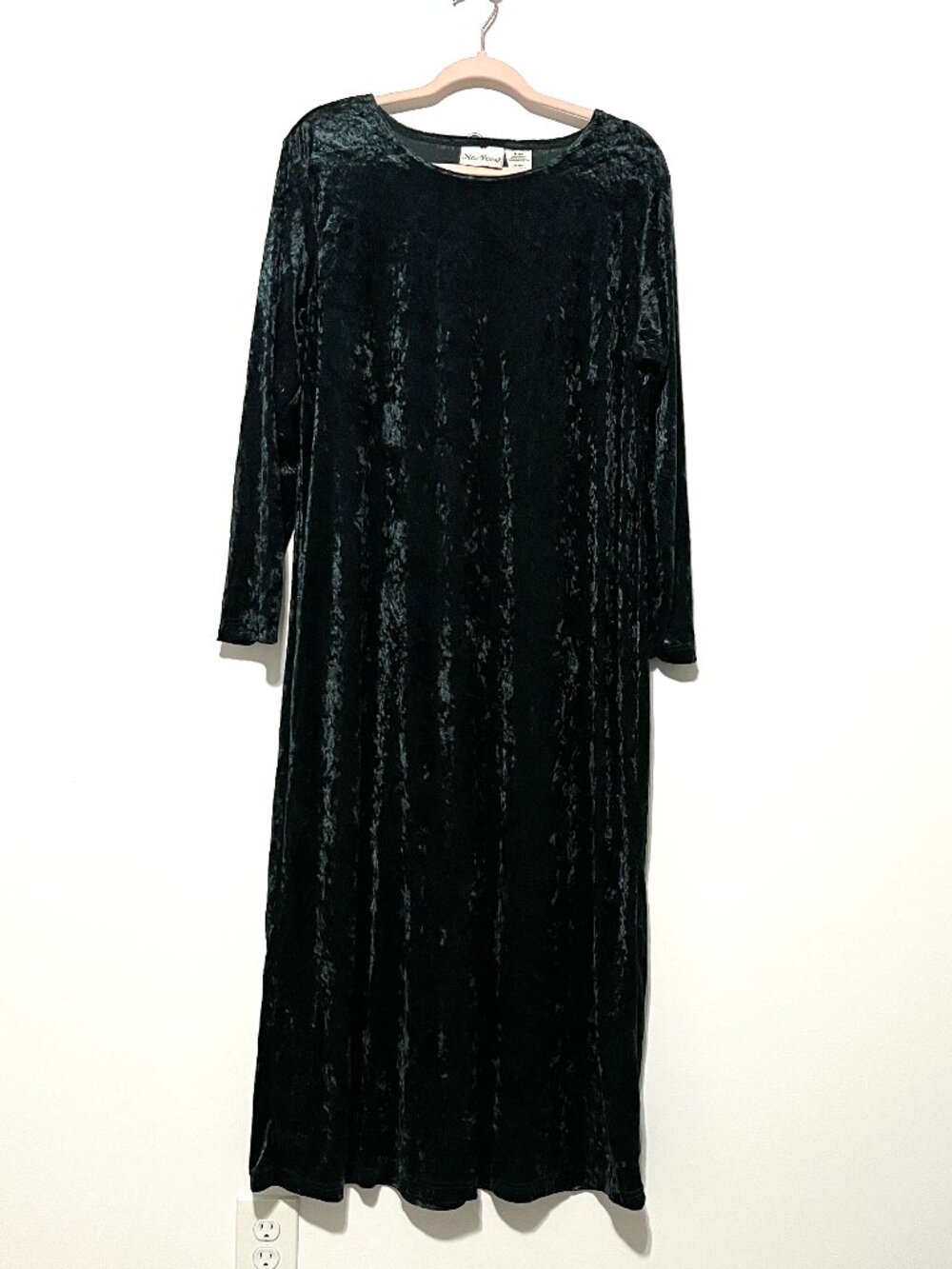 Womens Crushed Velvet Maxi Dress XL Green Renfaire Whimsigoth 90s Mystical Gypsy